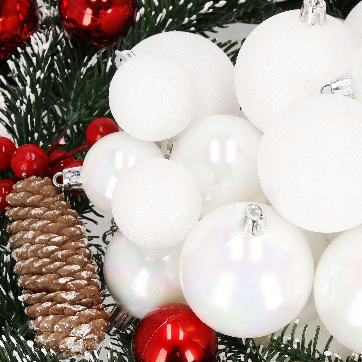 BOMBKI CHOINKOWE NA CHOINKĘ 30 szt ZESTAW 6/5/4 cm NIETŁUKĄCE PREMIUM Materiał plastik