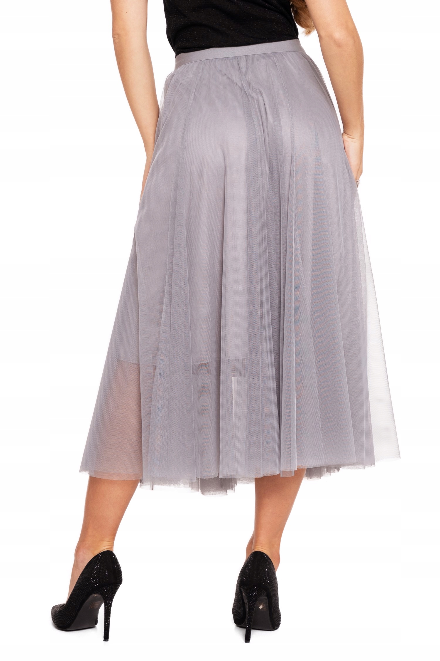 SPÓDNICA TIULOWA ZWIEWNA DAMSKA BEZ WZORU TIUL NA WIOSNĘ LATO MORAJ S/M Fason tiulowa