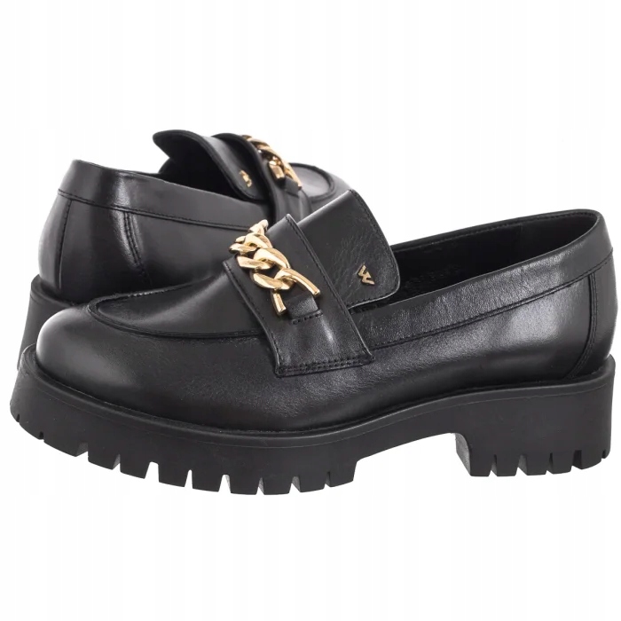 Boty Mokasíny Polobotky Kožené Dámské Wojas Černé 46323-51