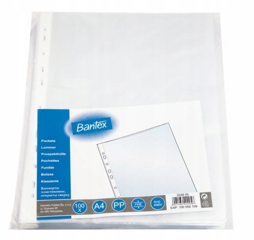 

Bantex, Koszulka A4 50MIC, 100 sztuk