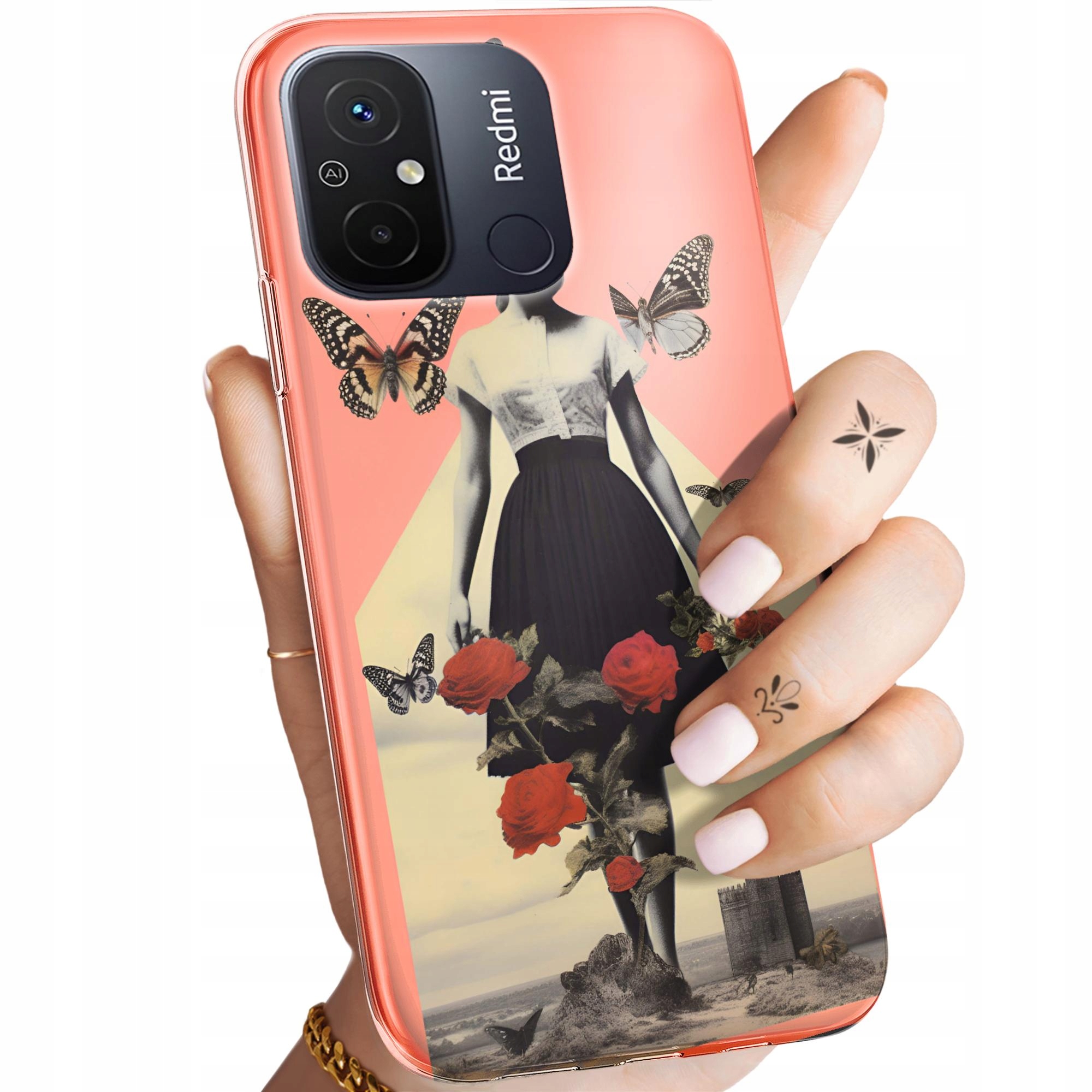 Etui Do Xiaomi Redmi 12C Collage Retro Vintage Obudowa Pokrowiec Case