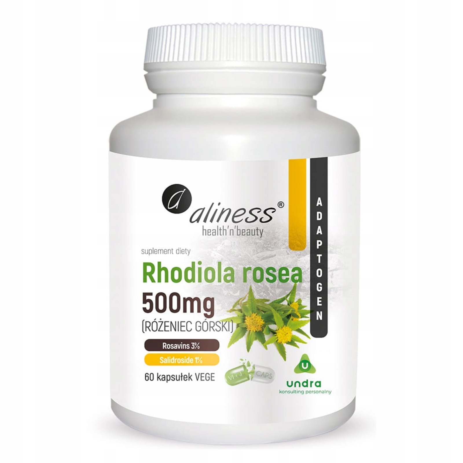 Aliness RHODIOLA ROSEA 500mg Różeniec Górski PAMIĘĆ Mózg DEPRESJA Adaptogen