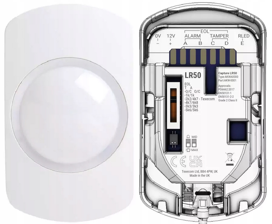 Snímač pohybu Pir s dlhým dosahom, Grade 2 CAPTURE-LR50 Texecom Alarm