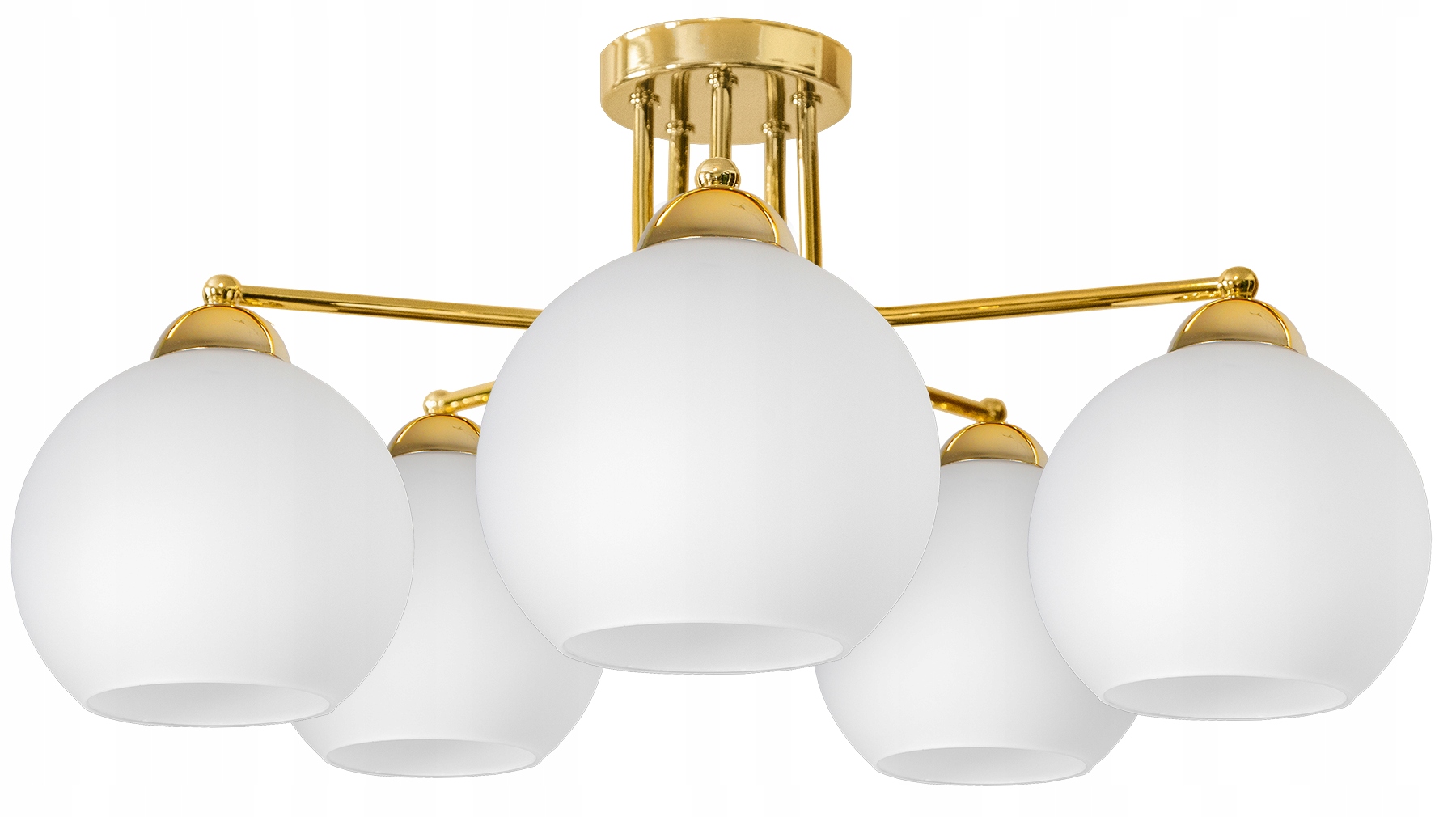 LAMPA WISZĄCA SUFITOWA ŻYRANDOL NOWOCZESNA ZŁOTA BIAŁE KULE LOFT LED