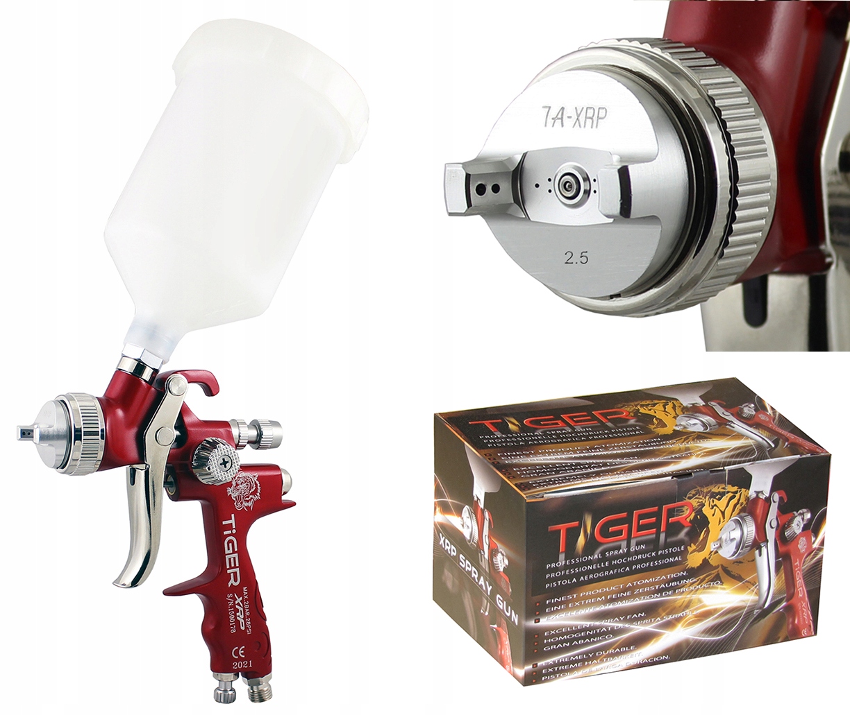 Pistolet lakierniczy Tiger Xrp dysza 2,5 mm górny zbiornik 600 ml