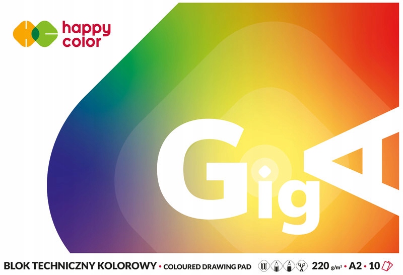 Blok techniczny A2 220g 10ark. kolor GigA, Happy C