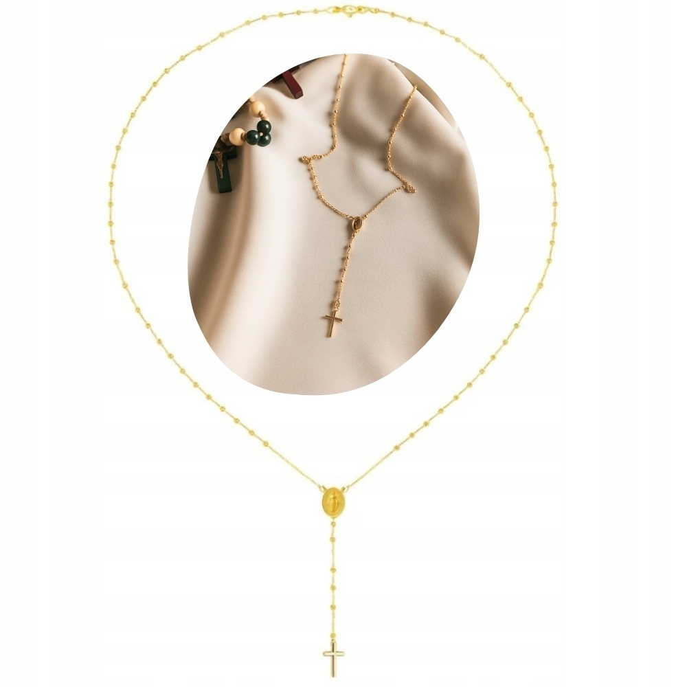 Różaniec Naszyjnik Pozłacany Srebrny 925 Tajemnice Różańca