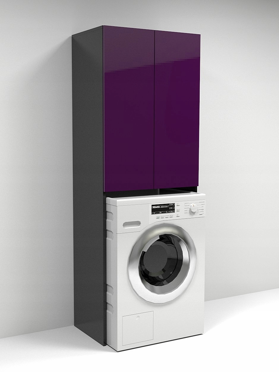 Szafka nad pralke czarna+dąb craft Wysokość mebla 180 cm