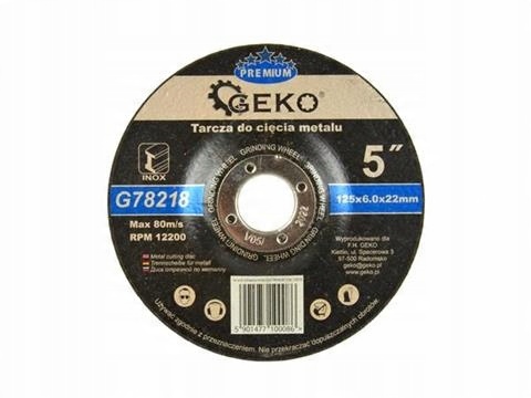 

Tarcza Do Szlifowania Metalu Geko Premium 125x6x22