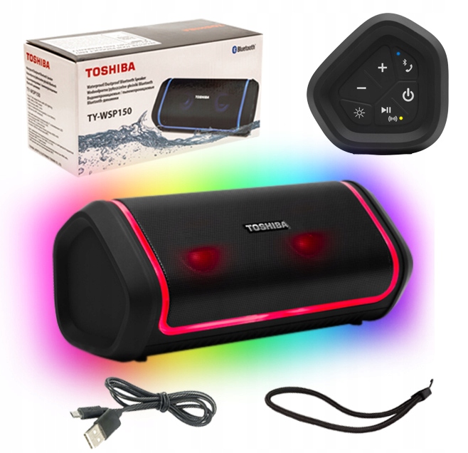Toshiba Bezprzewodowy Głośnik Bluetooth Przenośny Na Imprezę Led Usb 10W