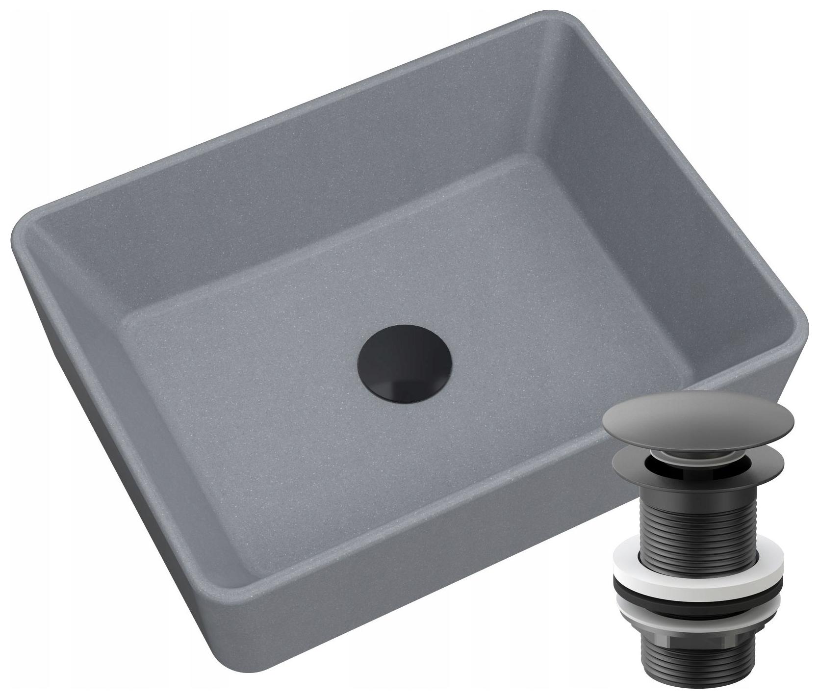 Granitové Umývadlo Na Dosku Sivej Farby Čierna Zátka