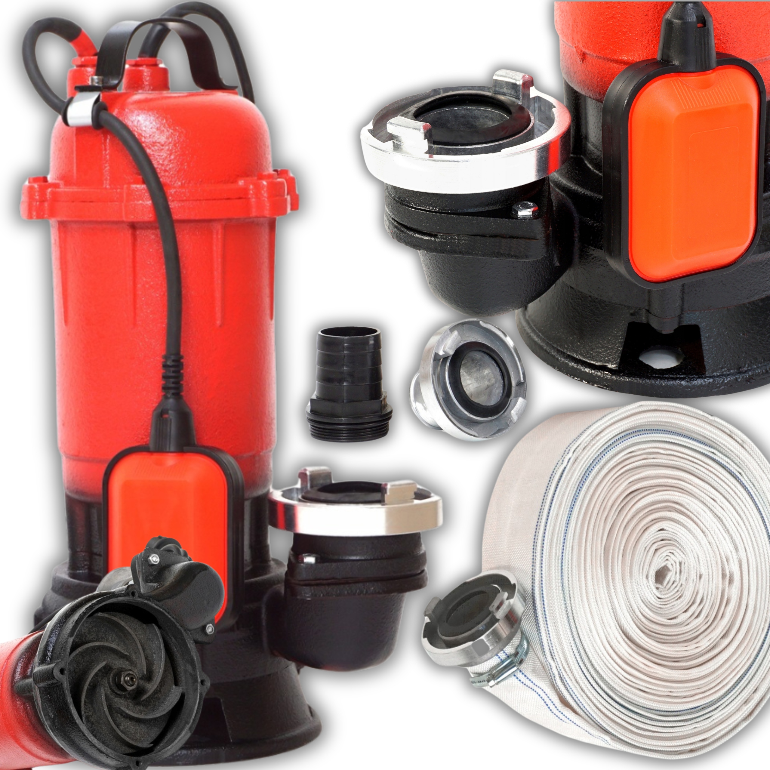 POMPA DO SZAMBA Z NOŻEM WODY BRUDNEJ Z ROZDRABNIACZEM MŁYNKIEM + WĄŻ 30M