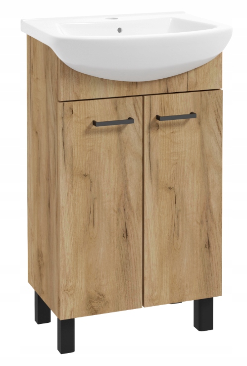 Szafka łazienkowa 50 cm STOJĄCA z umywalką DĄB ZŁOTY LOFT czarne Liczba elementów w zestawie 2