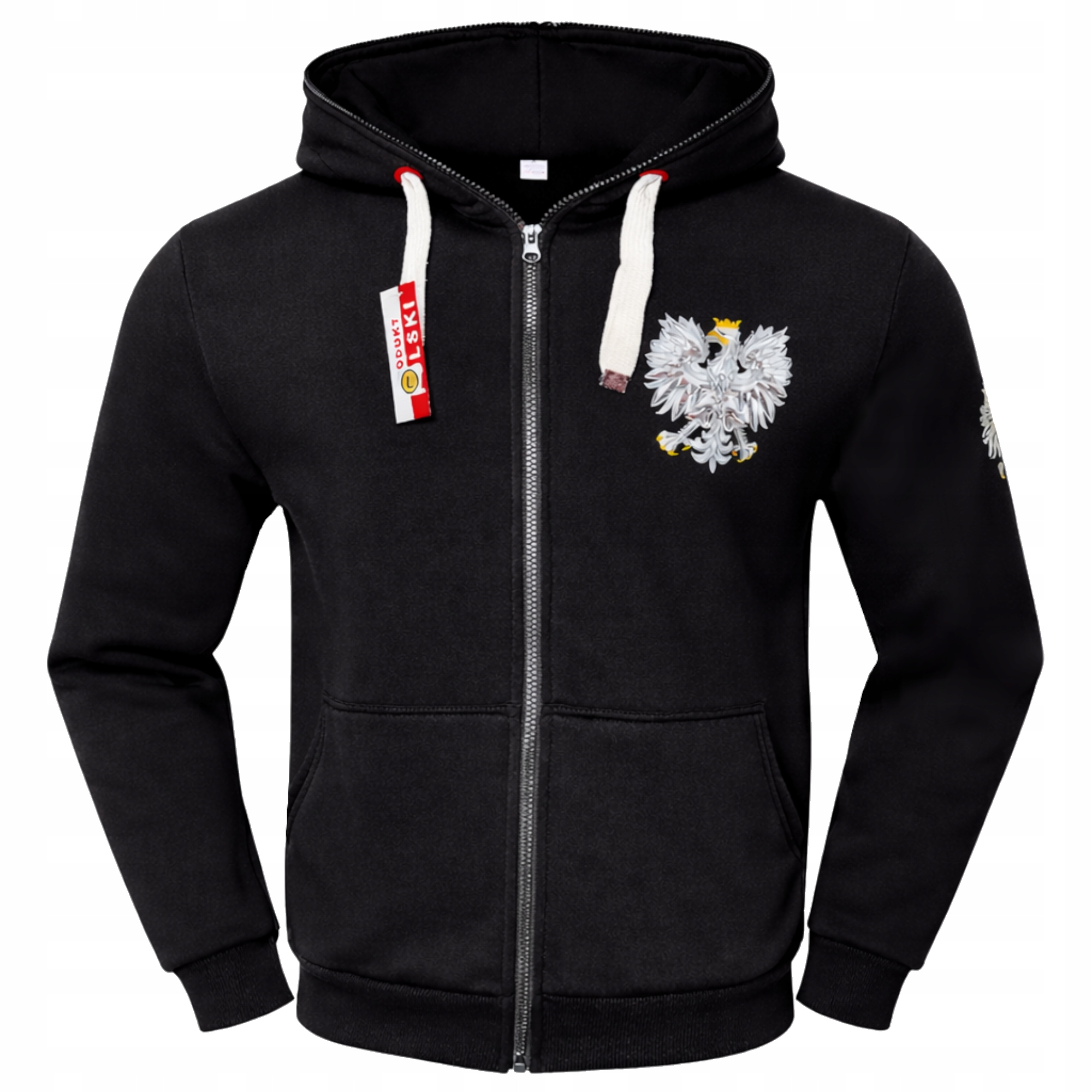 Mikina s vlasteneckou nápisem Eagle Emblem Polský , černá, velikost XL