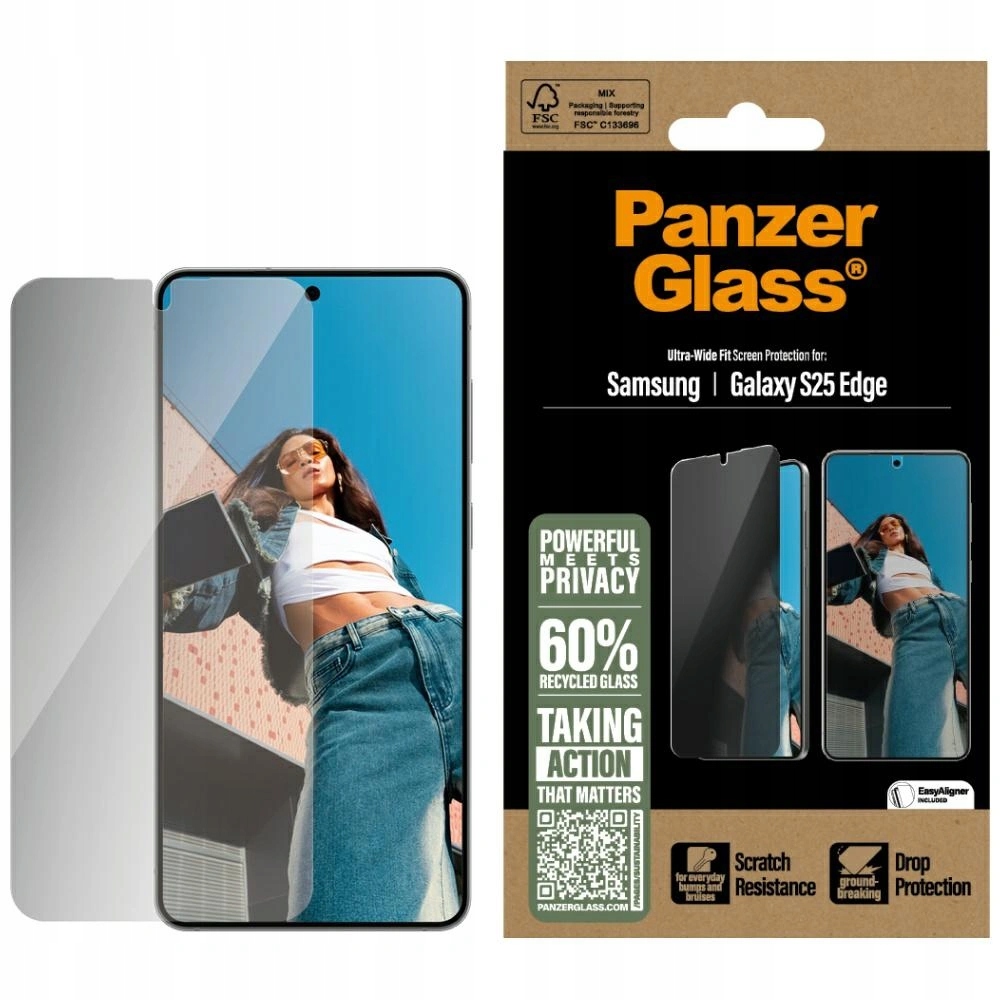 PanzerGlass Ultra-Wide Fit s privátním filtrem Sklo pro Samsung Galaxy S25 Edge