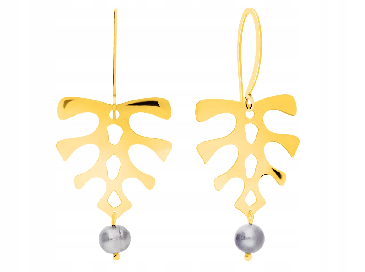 

Kolczyki duże liście monstera perła naturalna