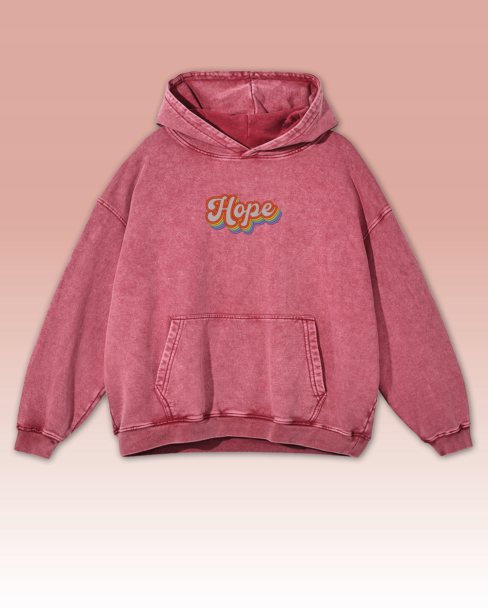 Mikina s výšivkou Hope Oversize Sprana Retro Naděje Vintage Červená L