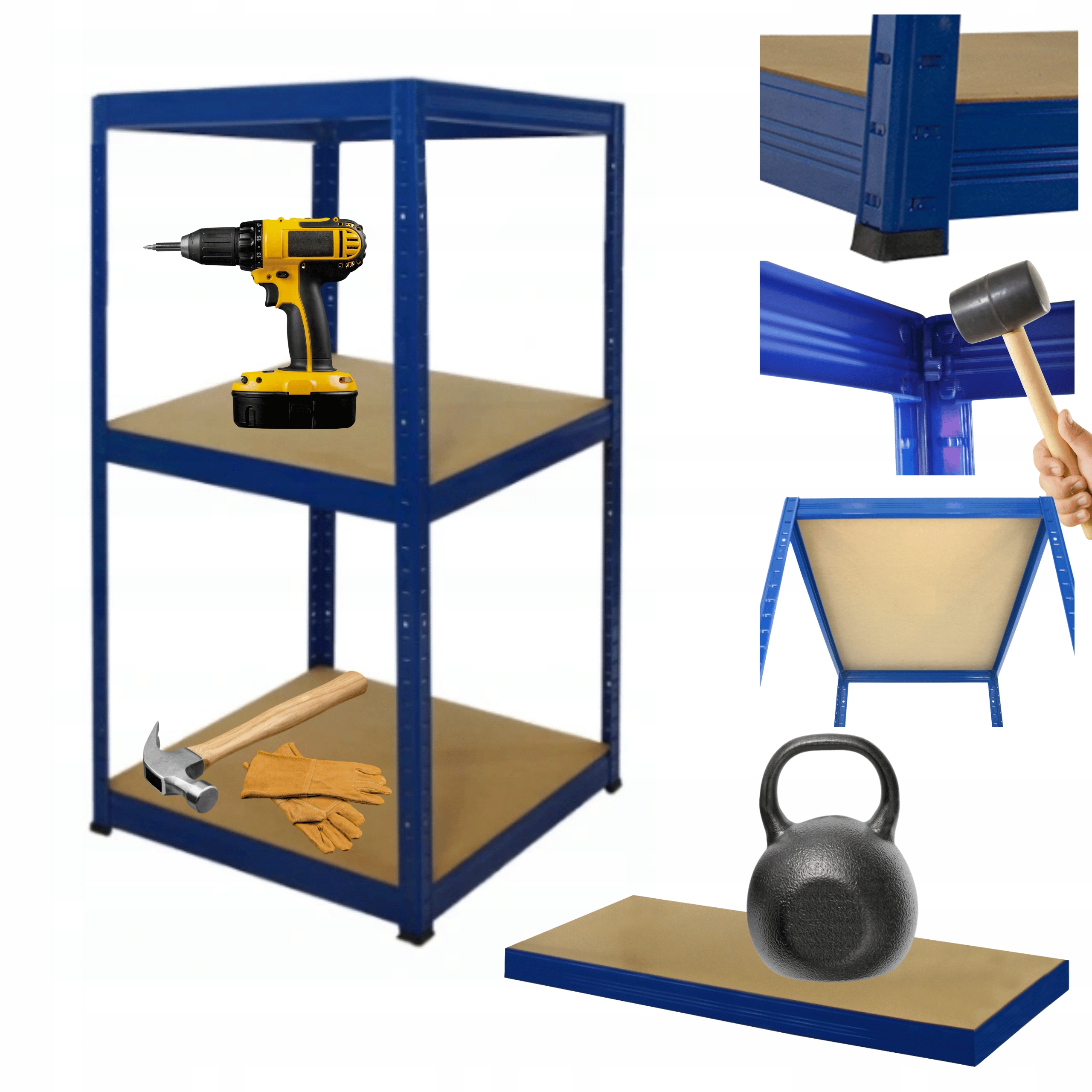 Skladovací regál garážový kovový stojan Helios 106x45x45 cm 3Px175 kg