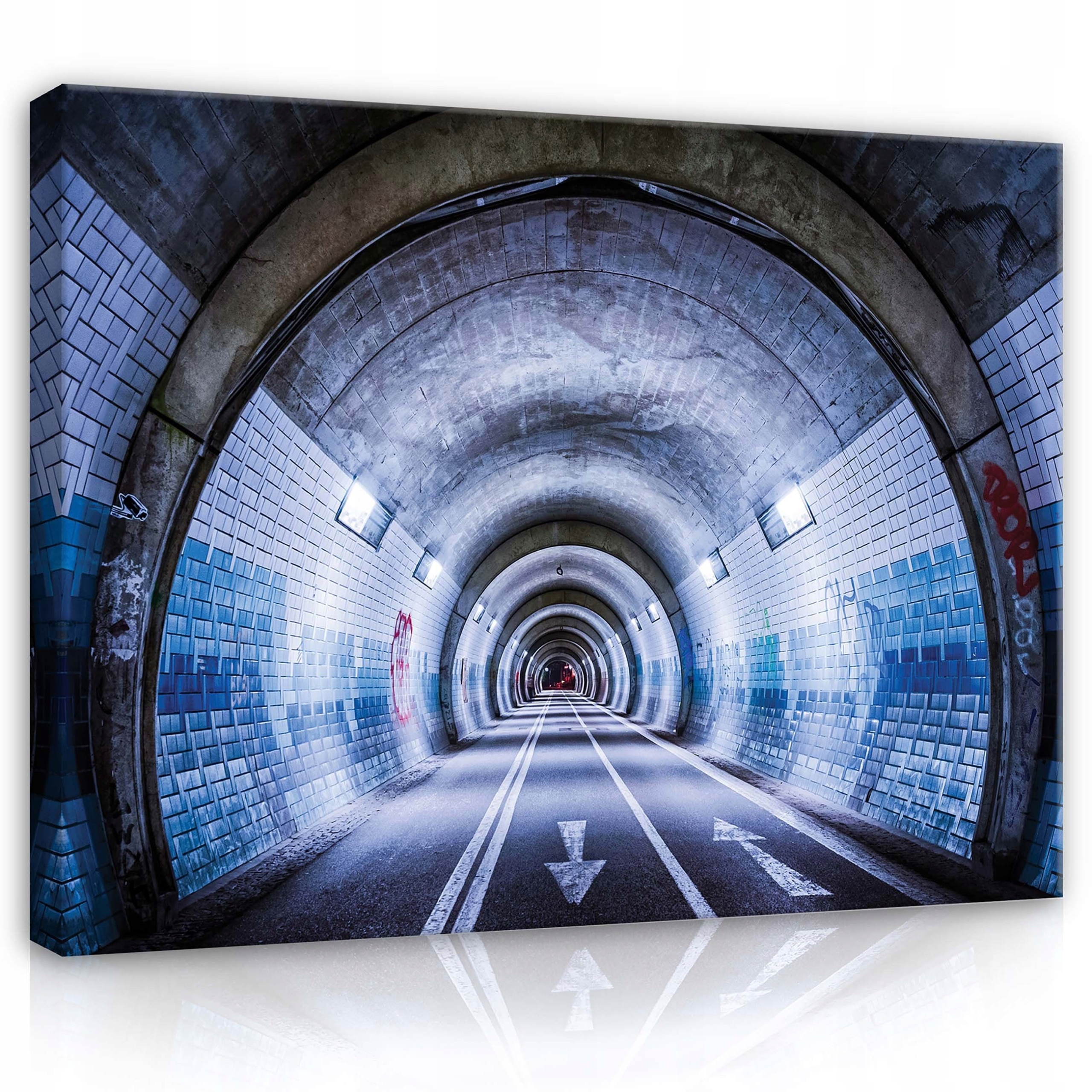 Obraz 100x75 Tunel Archa Perspektiva Hloubka Modré dlaždice Město