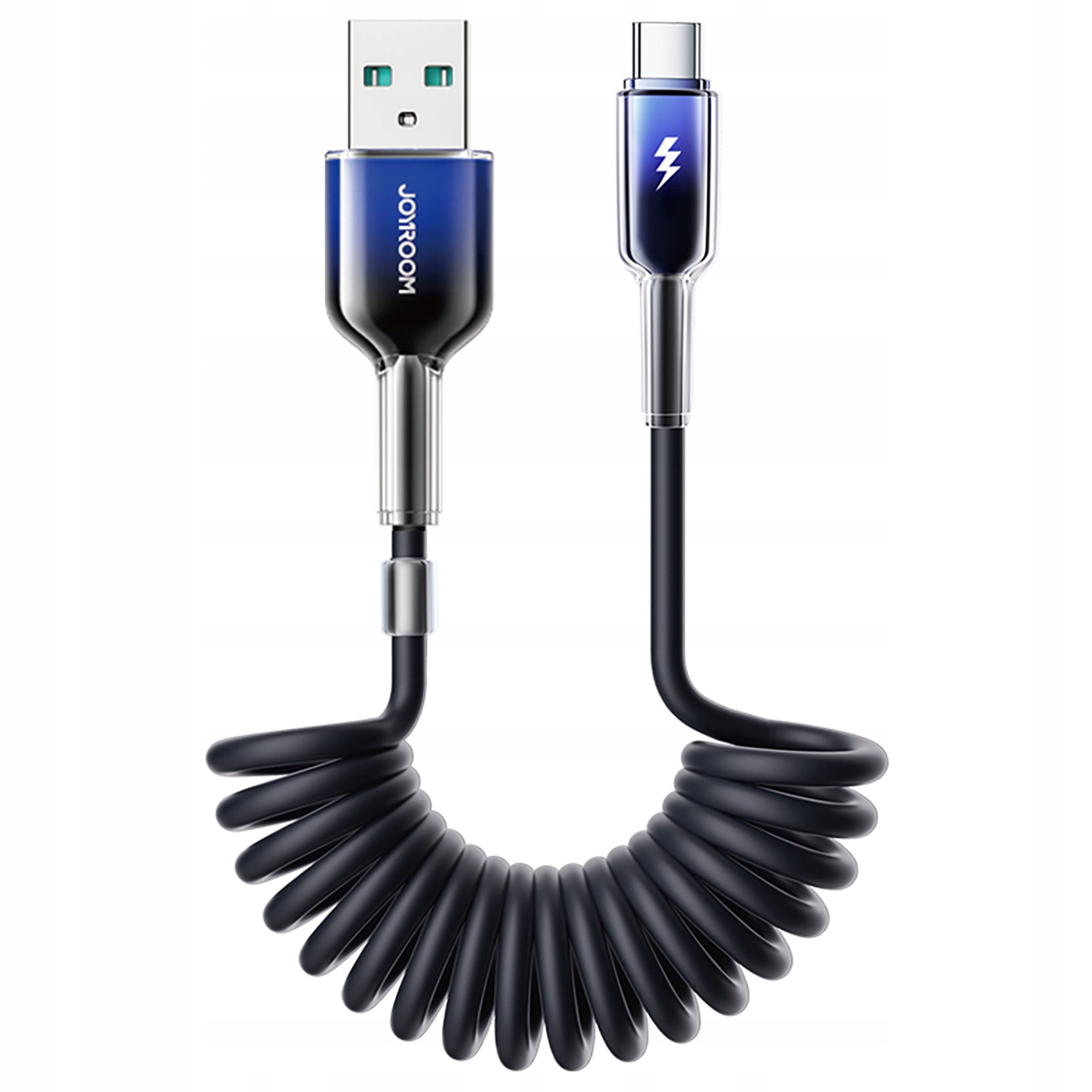 Kabel przewód spiralny Usb-a Usb-c Crystal-Clear Series 3A 1.5m czarny