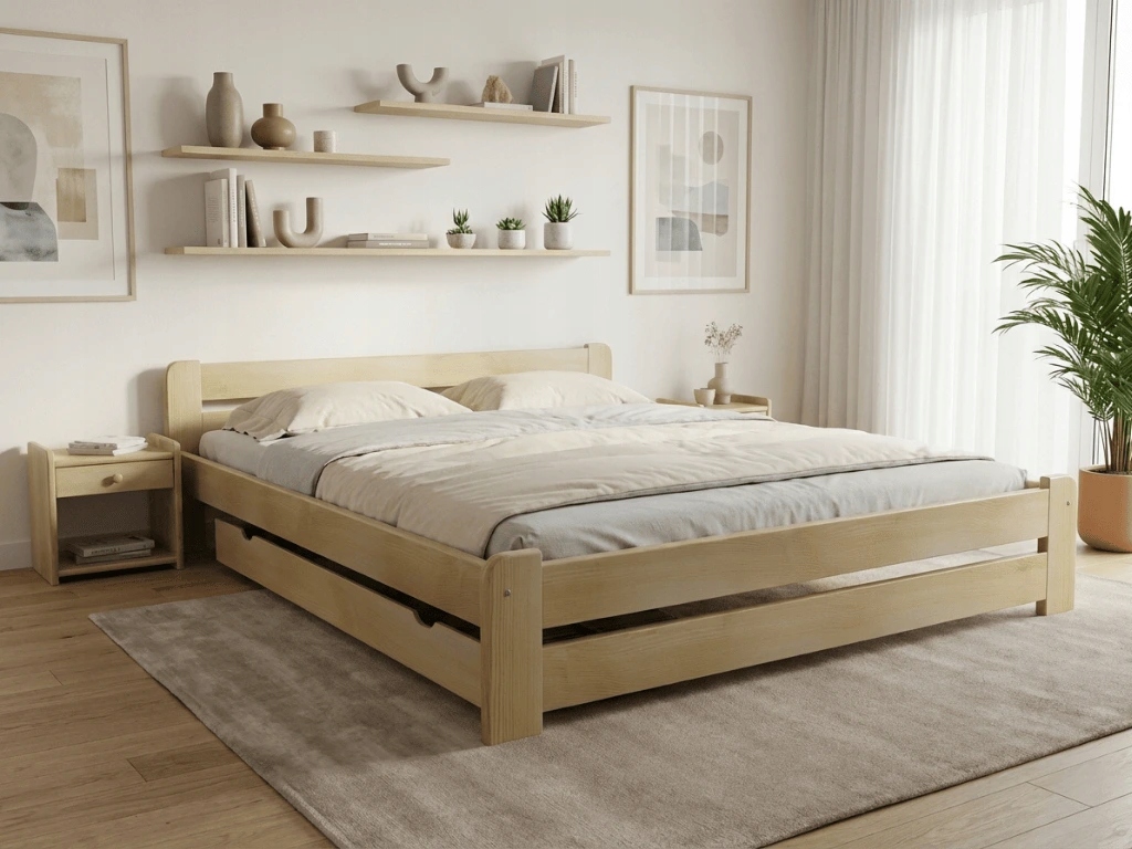 Postel Laura 160×200 cm, borovice latk. rošt, matr. Deluxe 10 cm