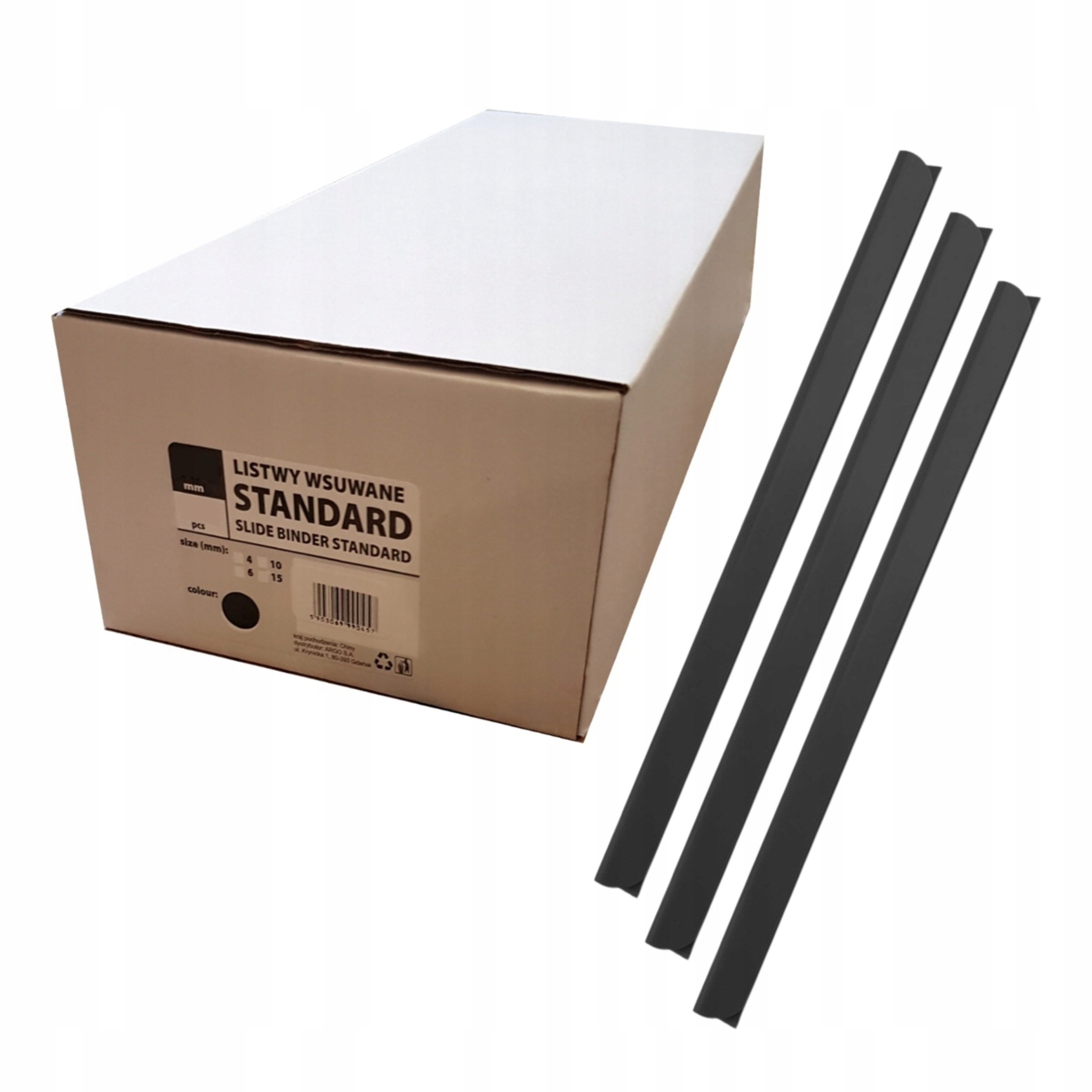 LISTWY WSUWANE A4 STANDARD 4-3MM 50SZT CZARNE ARGO