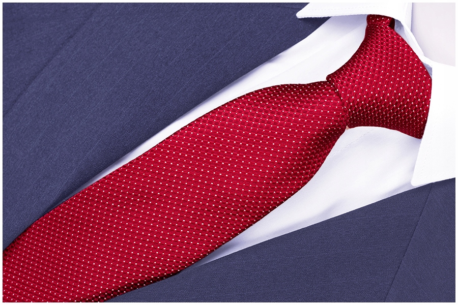 JEDWAB 100% NATURALNY Krawat 7cm Męski do Garnituru Czerwony ŻAKARDOWY kj30