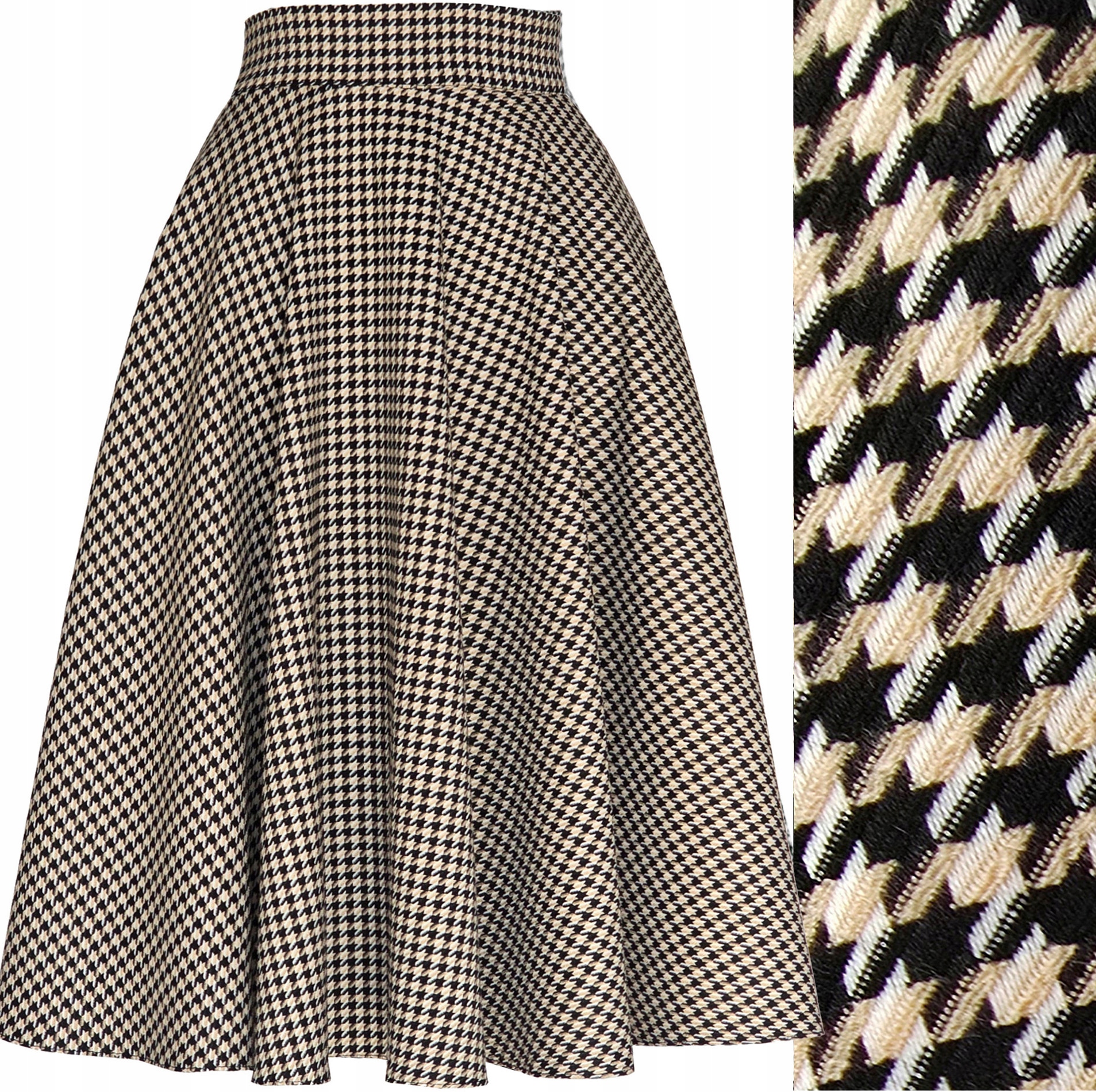 S Kapsy P4 sukně midi pepitka na podzim velká pepita hnědá36