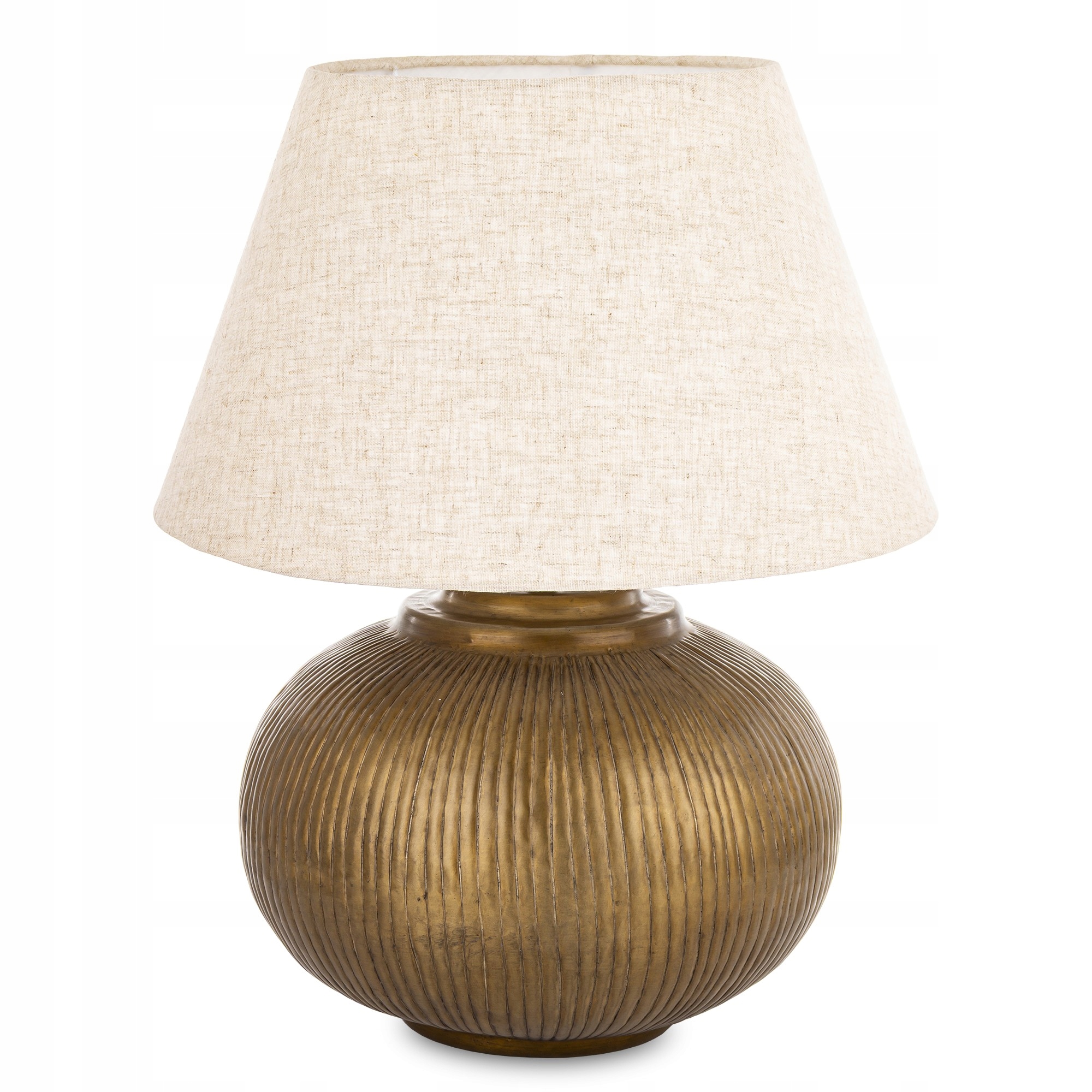 Zlatá nočná lampa Stolová lampa s béžovým retro abažúrom Loft Vintage