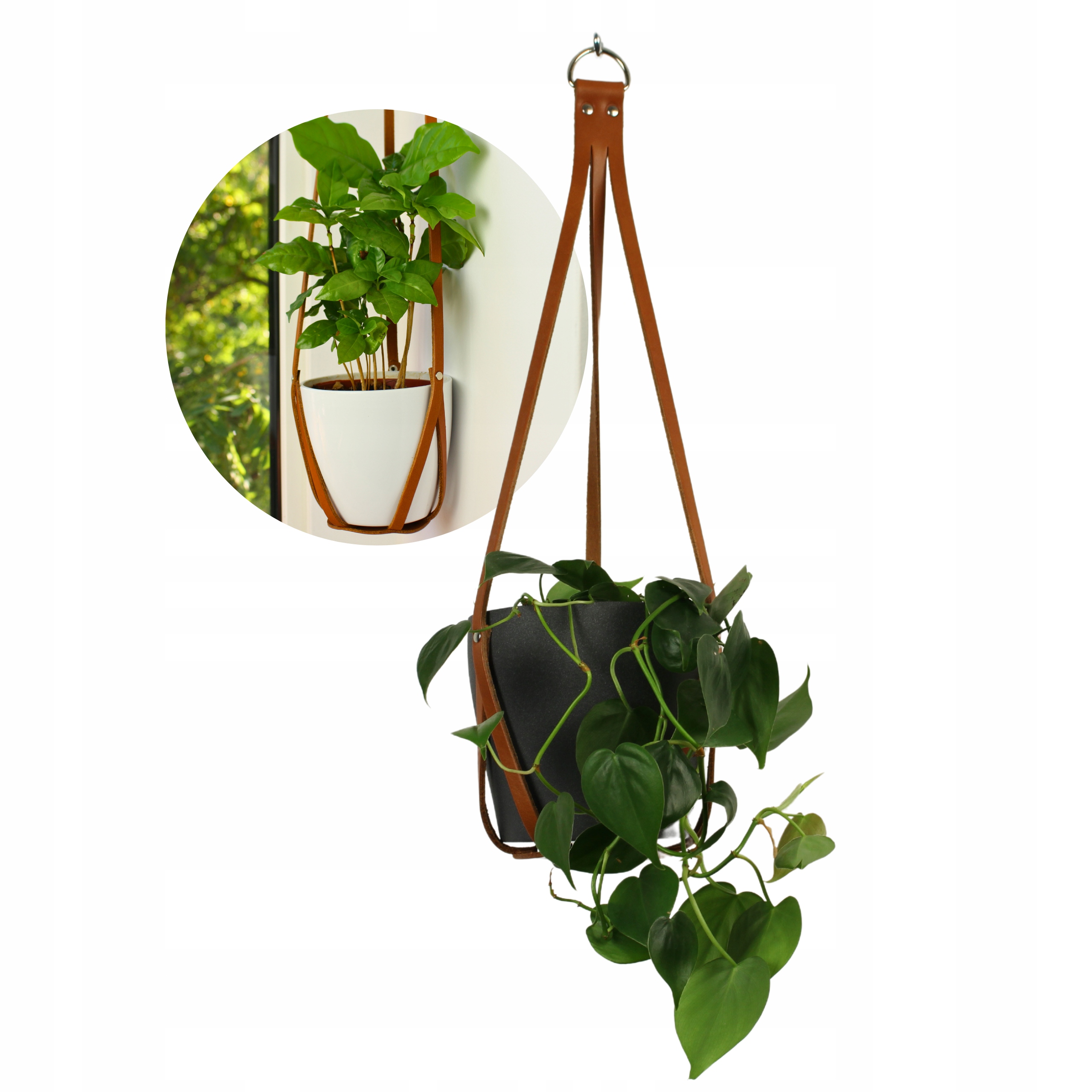 Držák Na Květináč Závěsný Kožený na květiny Nápad na dárek pro ni