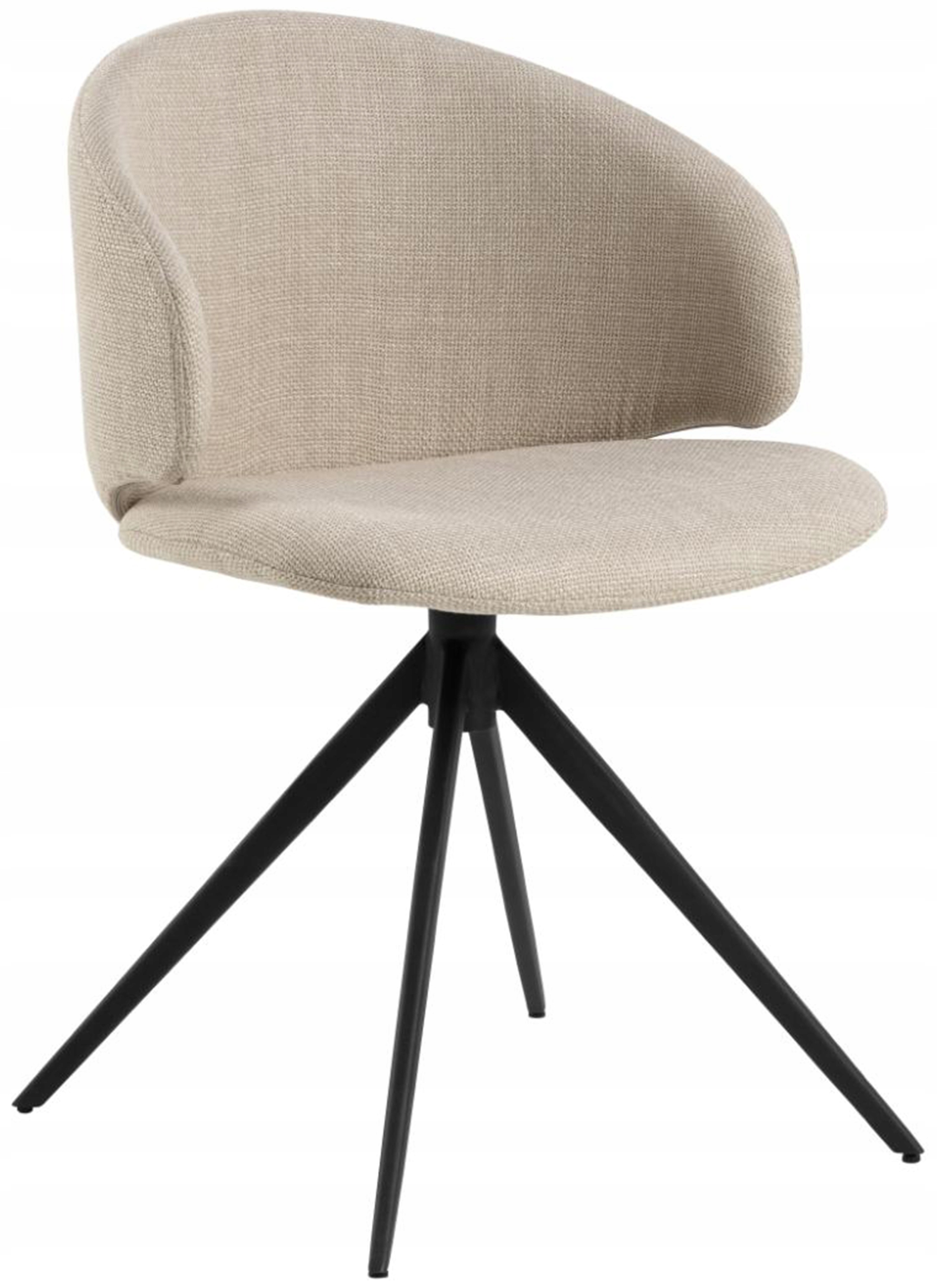 Čalouněná otočná židle Agatelo na černém podstavci, béžový melír