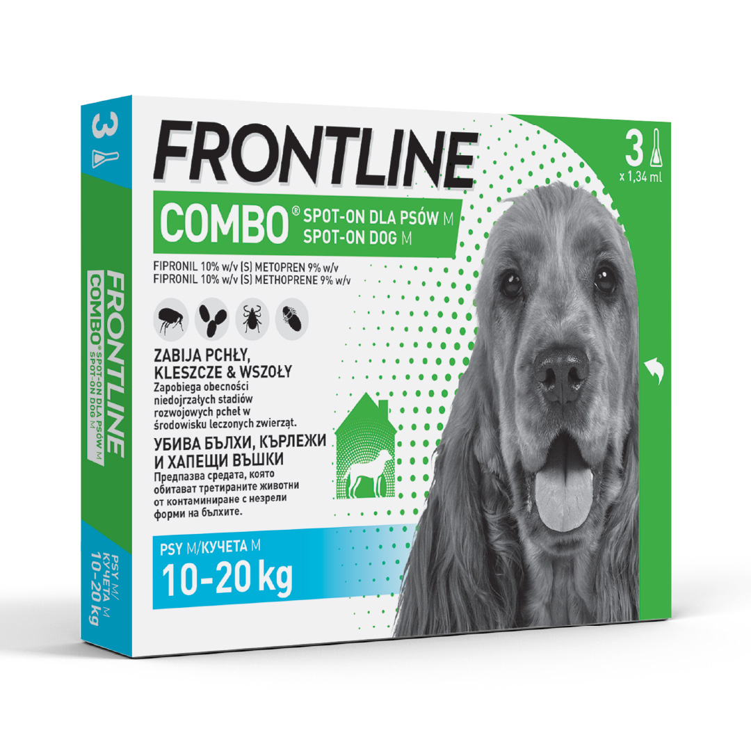 Frontline Combo Psy M 10-20 kg zestaw 3 pipety