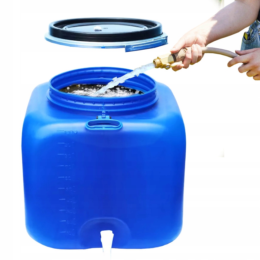 Beczka Plastikowa 100 L Zakrętka z kranem Atest Pojemnik Na Wodę Zbiornik