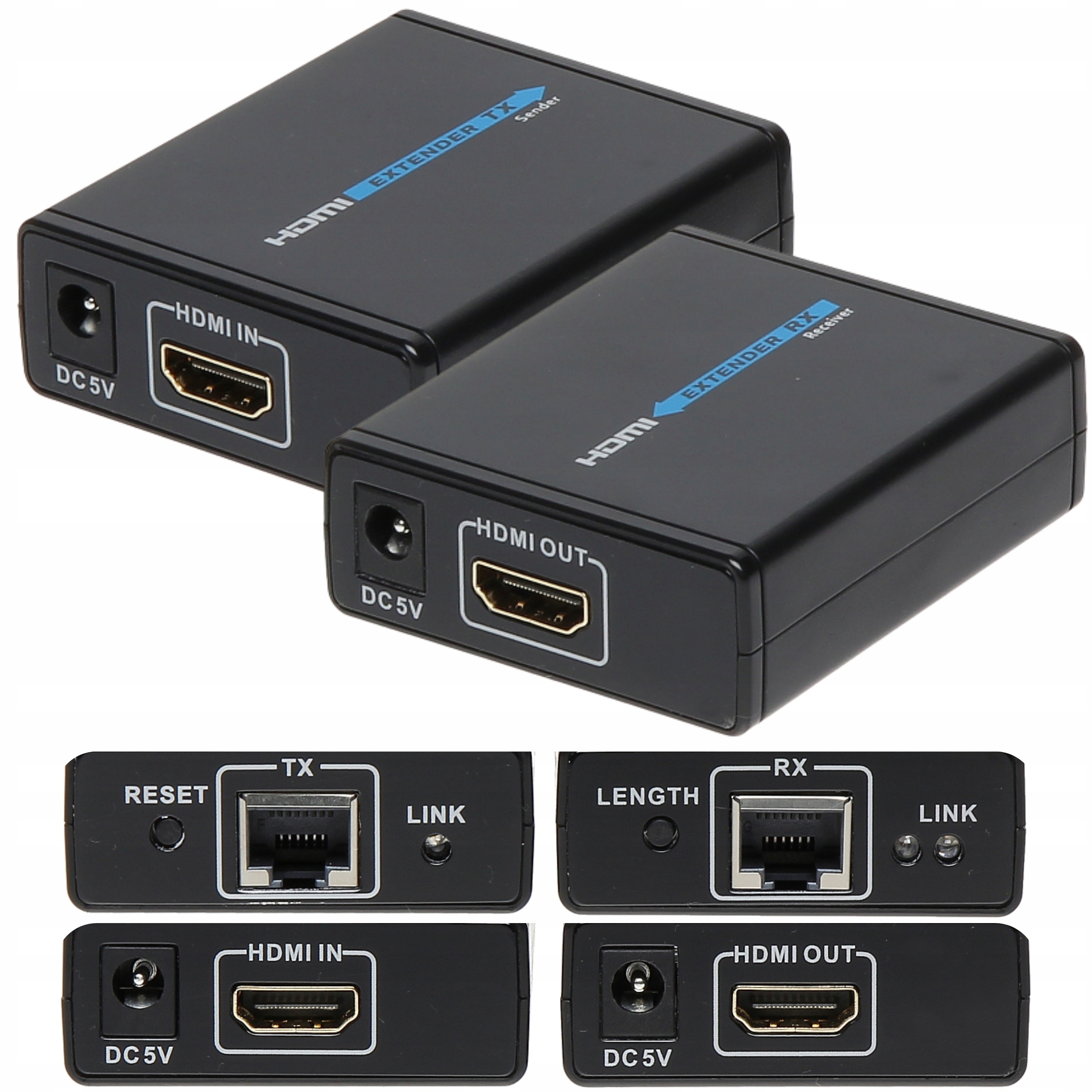 Extender Hdmi na Lan převodník prodlužovací kabel RJ45 60 m Fhd 1080p