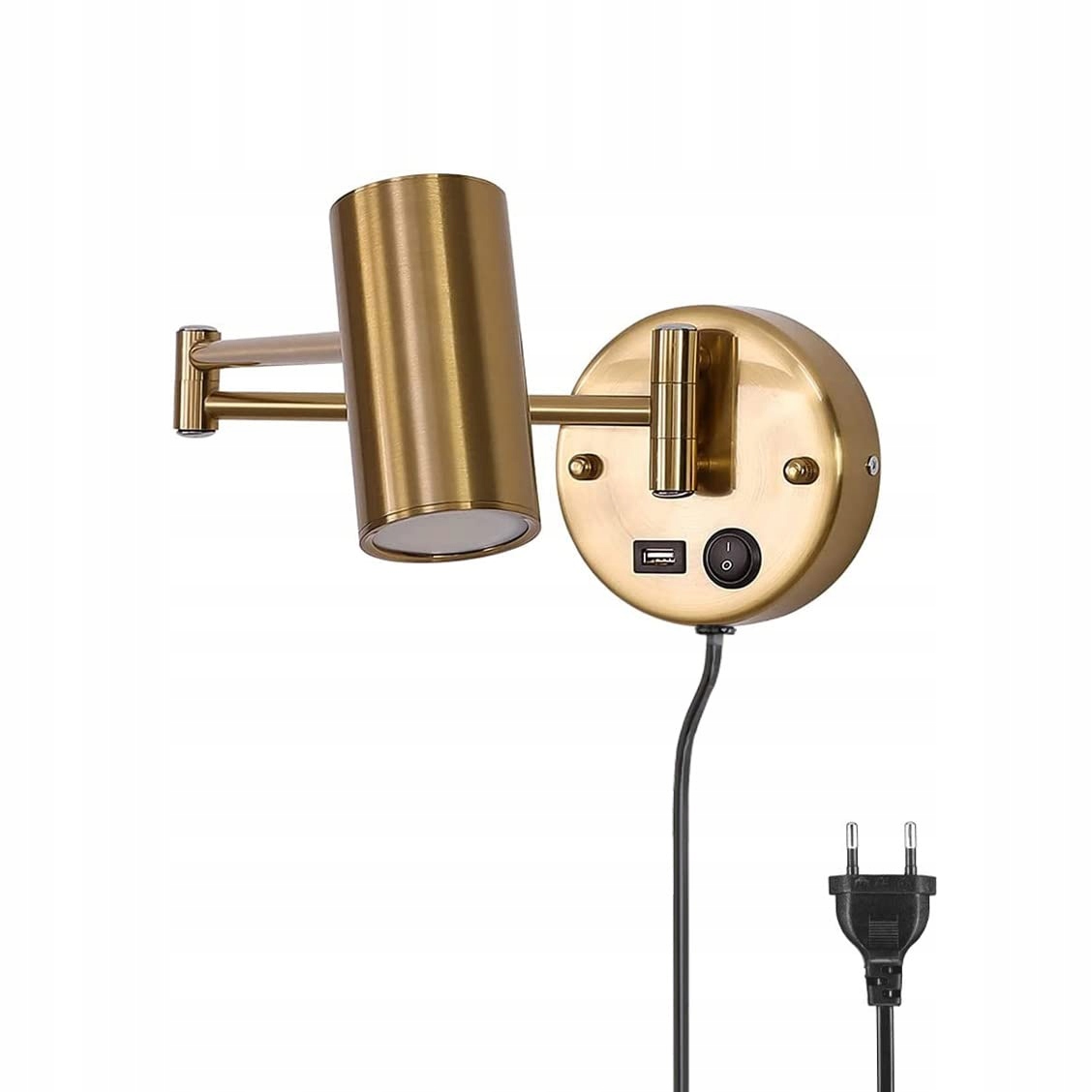 Nástěnná lampa Zlatá Wrming Ms 001 s Usb a nastavitelným ramenem pro čtení