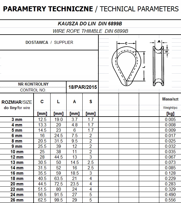 KAUSZA DO LIN STAL OCYNKOWANA 9MM Model DIN6899B
