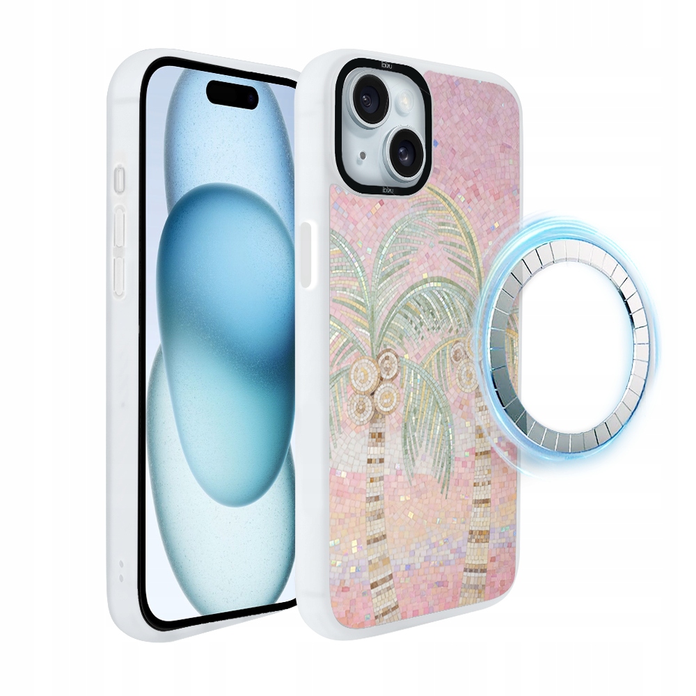 Pouzdro pro iPhone 15 Ibizu DropGuard Matt s MagSafe, italská zahrada, bílé