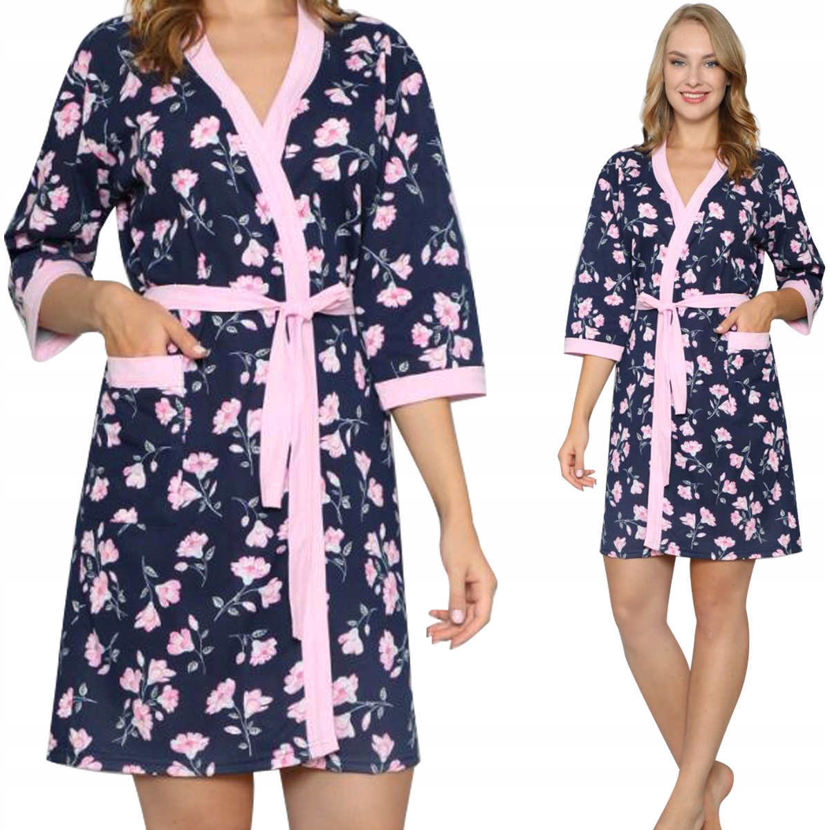 

Szlafrok Damski Bawełniany Cienki Wiązanie Podomka