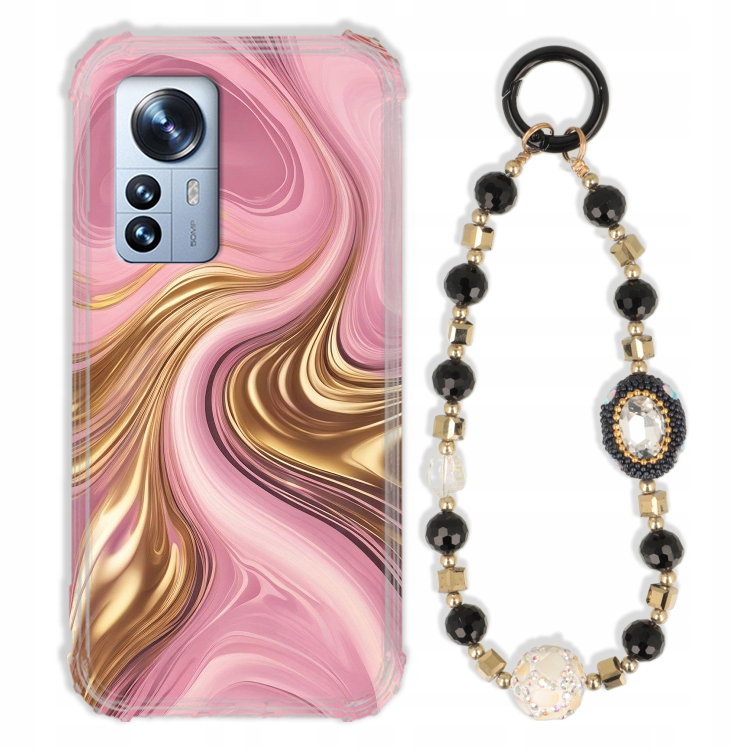 Puzdro Pre Xiaomi 12 Pro Case Antishock Zirkóny Čierno Zlaté|odolné|silné