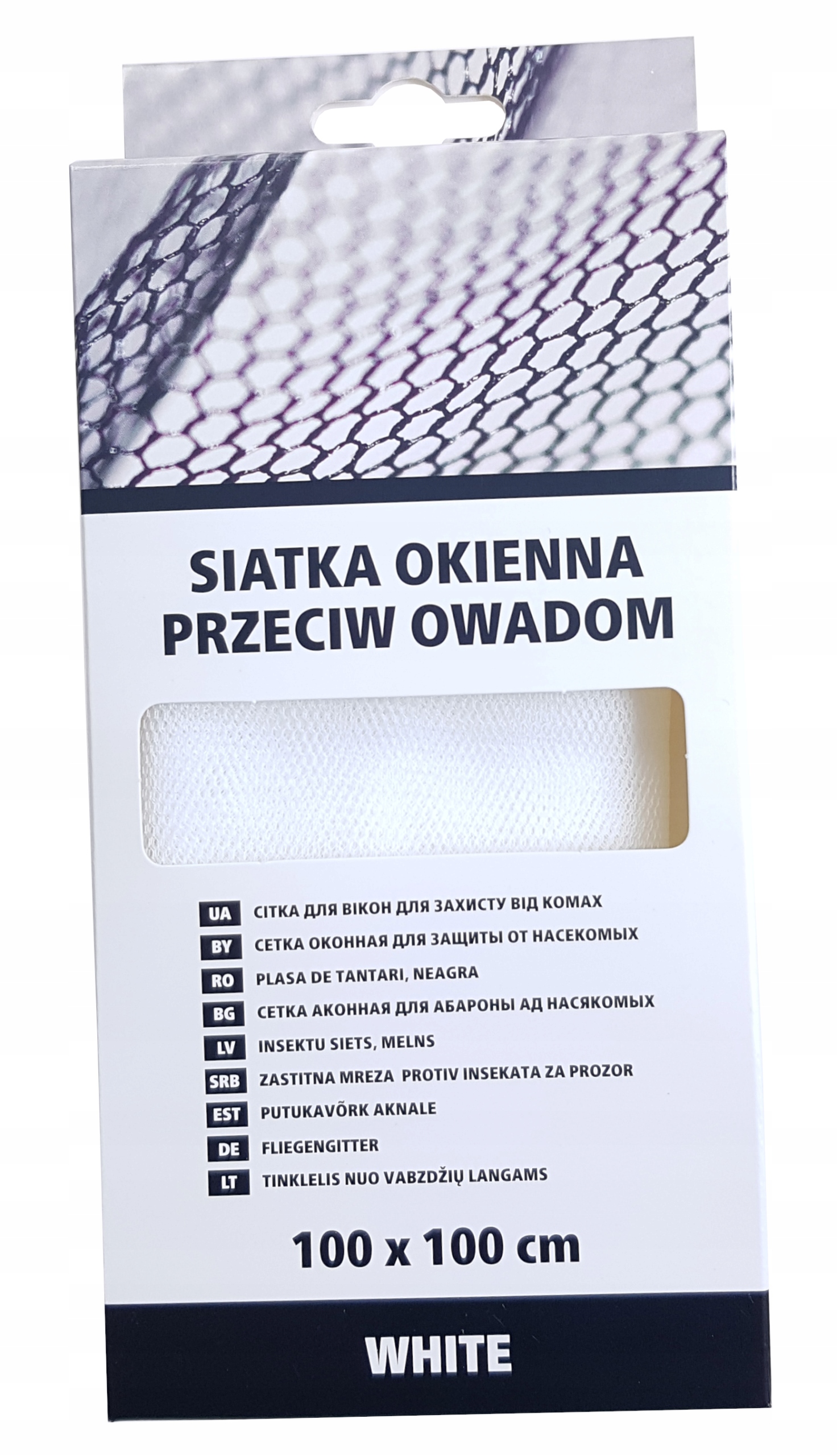 

Siatka moskitiera okienna owadom 100x100 biała