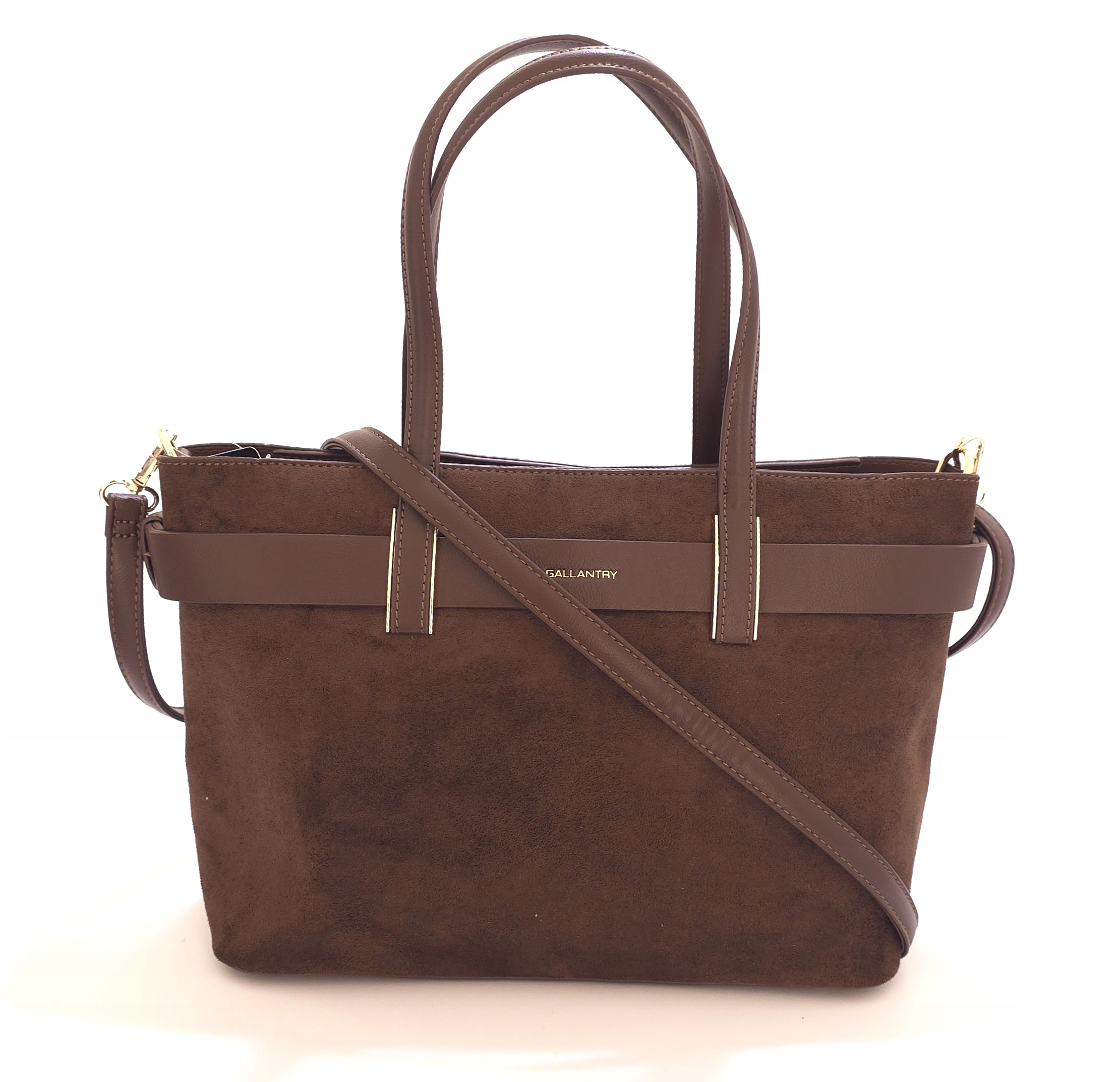 Hnědá dámská kabelka kufřík eko semiš Gallantry DQ-8714-A