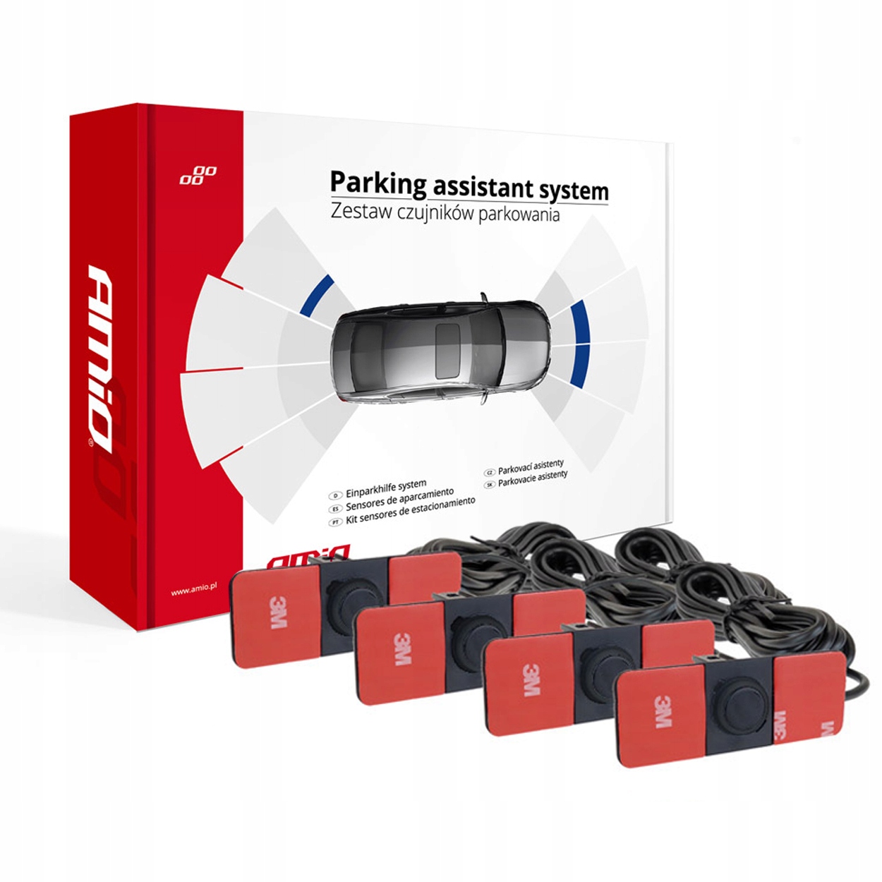 

Amio Czujniki Parkowania z Buzzerem 4 Sens. Czarne