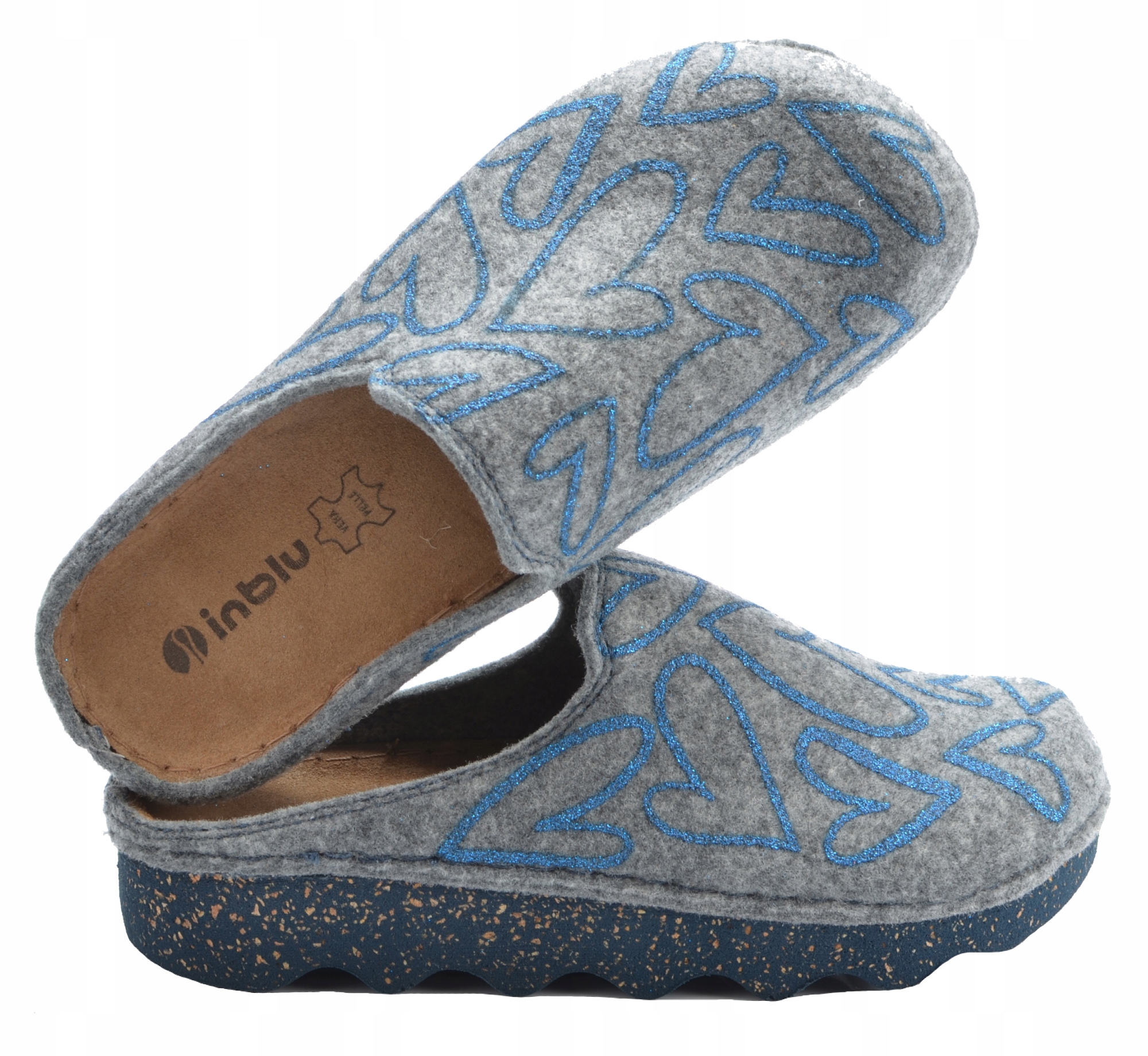 INBLU KAPCIE FILCOWE KLAPKI DAMSKIE DK07 CIEPŁE BAMBOSZE SILVER 36