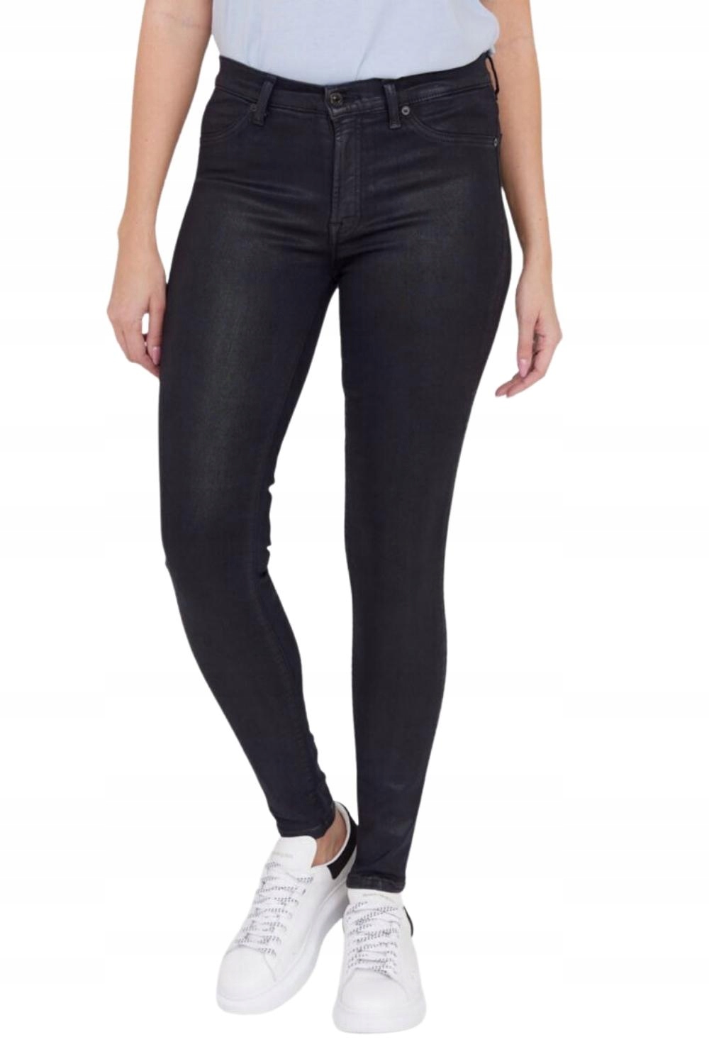 7 For All Mankind Voskované černé džíny Hw Skinny Coated Slim Illusion 27