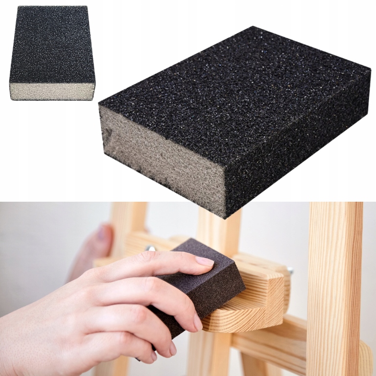 KOSTKA KLOCEK GĄBKA ŚCIERNA GR 240 GĄBKA DO SZLIFOWANIA PEŁEN NASYP TWARDA