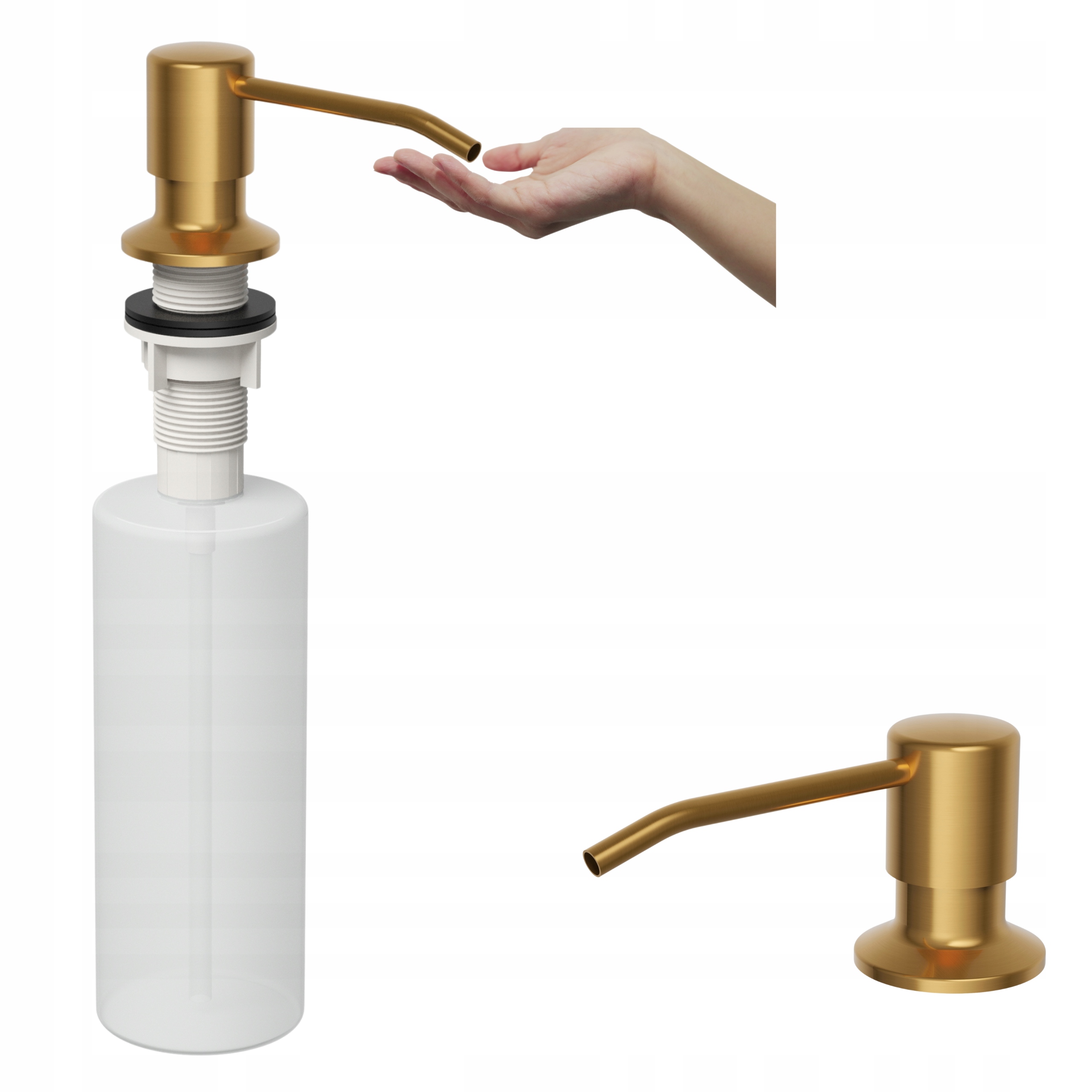 Dávkovač Kulatý Kartáčované Zlato Do Dřezu Kuchyňský Tekutý Mýdlový Přípravek