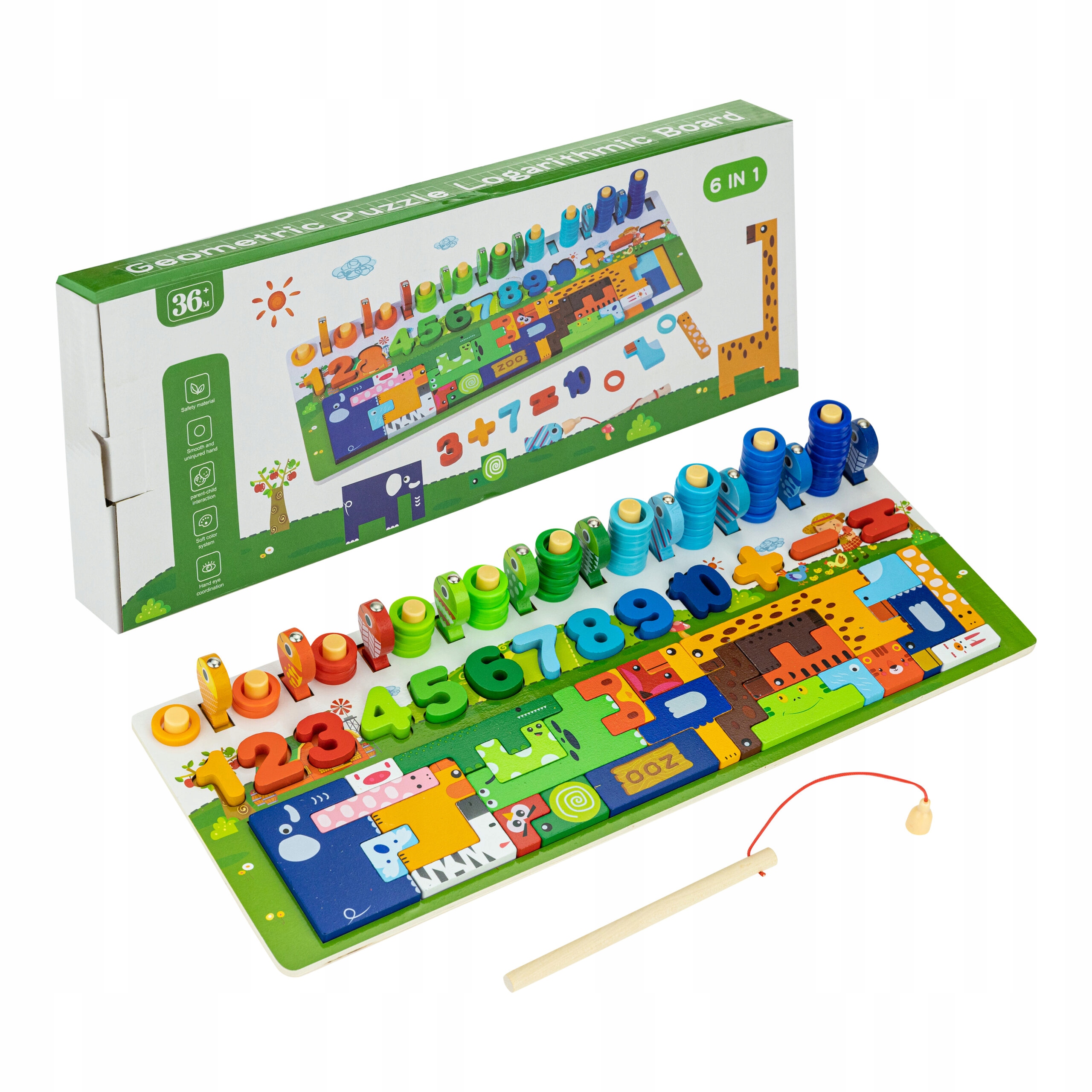 

Drewniany sorter edukacyjny 6w1 sprawność