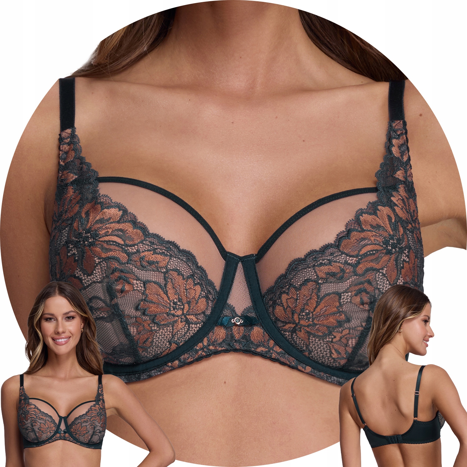 Ava 2174 Luxury azure krajka tyl Polovyztužená podprsenka 70G Semi Soft