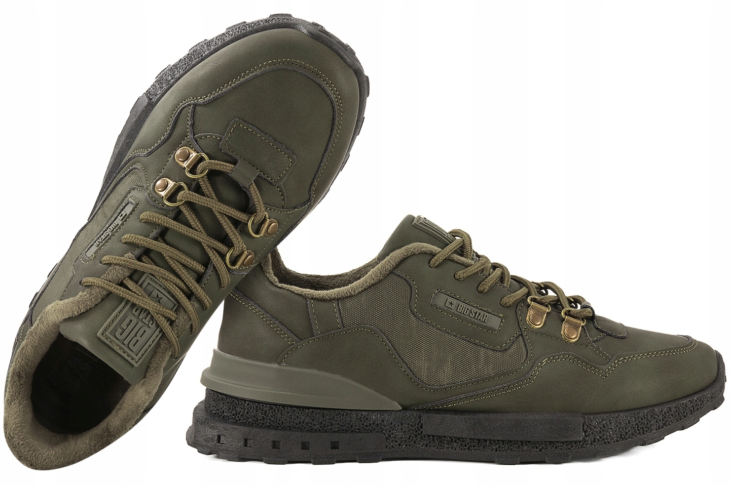 Big Star SS174413 Zateplené Polobotky Zimní Sportovní Tenisky Khaki 45