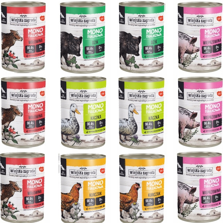 Wiejska Zagroda Karma dla Psa Mono Mix 12x 400g